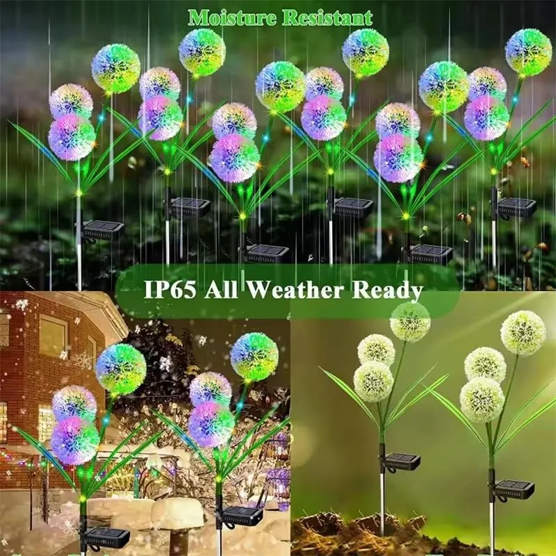 Three headed dandelion simulation plant LED outdoor landscape light, courtyard light, lawn light, solar charging C2