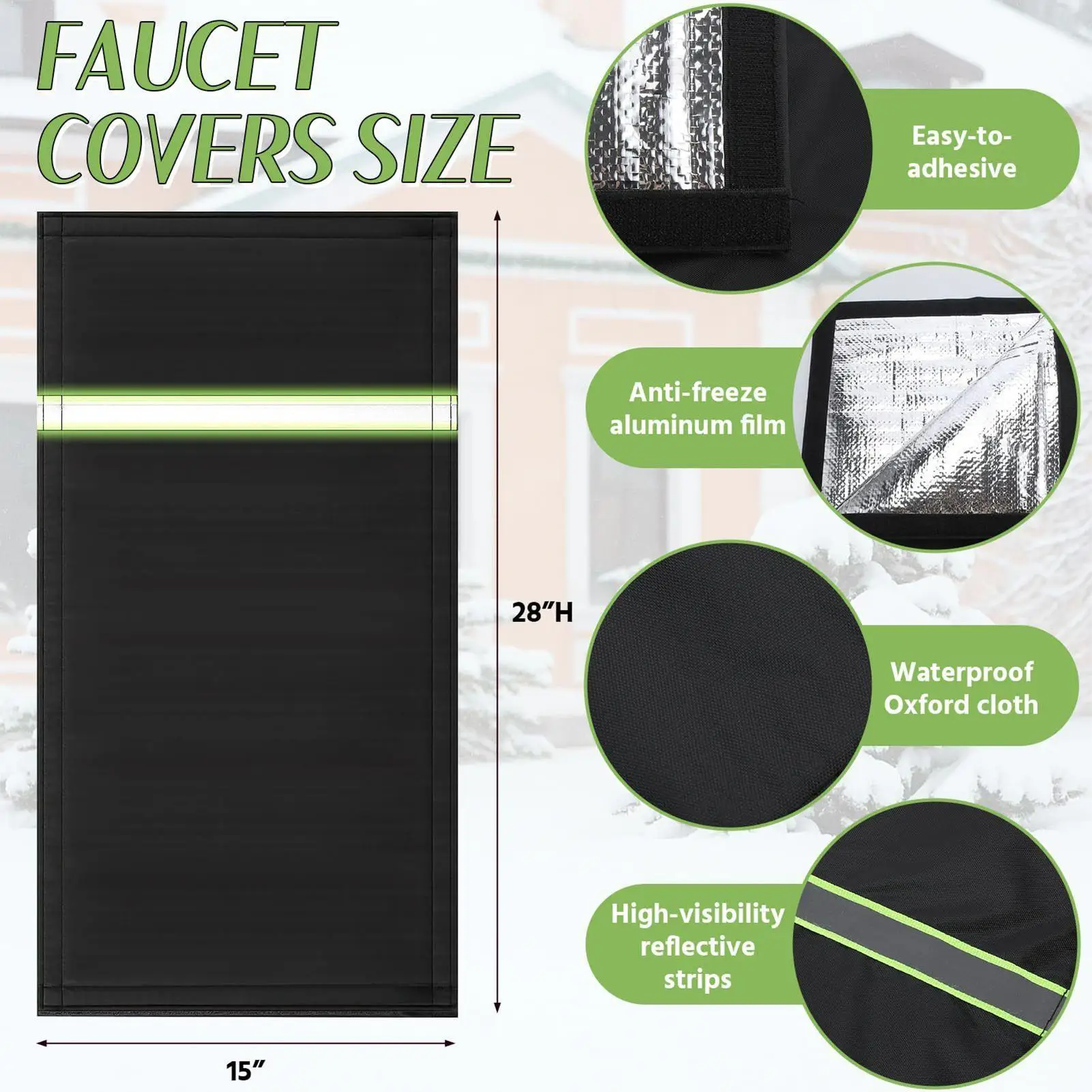 

Наружные чехлы для смесителей для зимней изоляции труб со светоотражающей полосой, уличные чехлы для патрубок на зиму, для патио, лужайки, сада