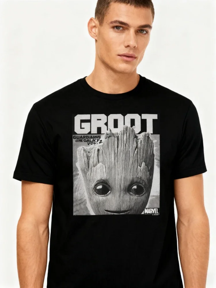 Marvel New Guardians of The Galaxy 2 Groot Innocent Comic Print Camisetas casuales de manga corta para hombres y mujeres