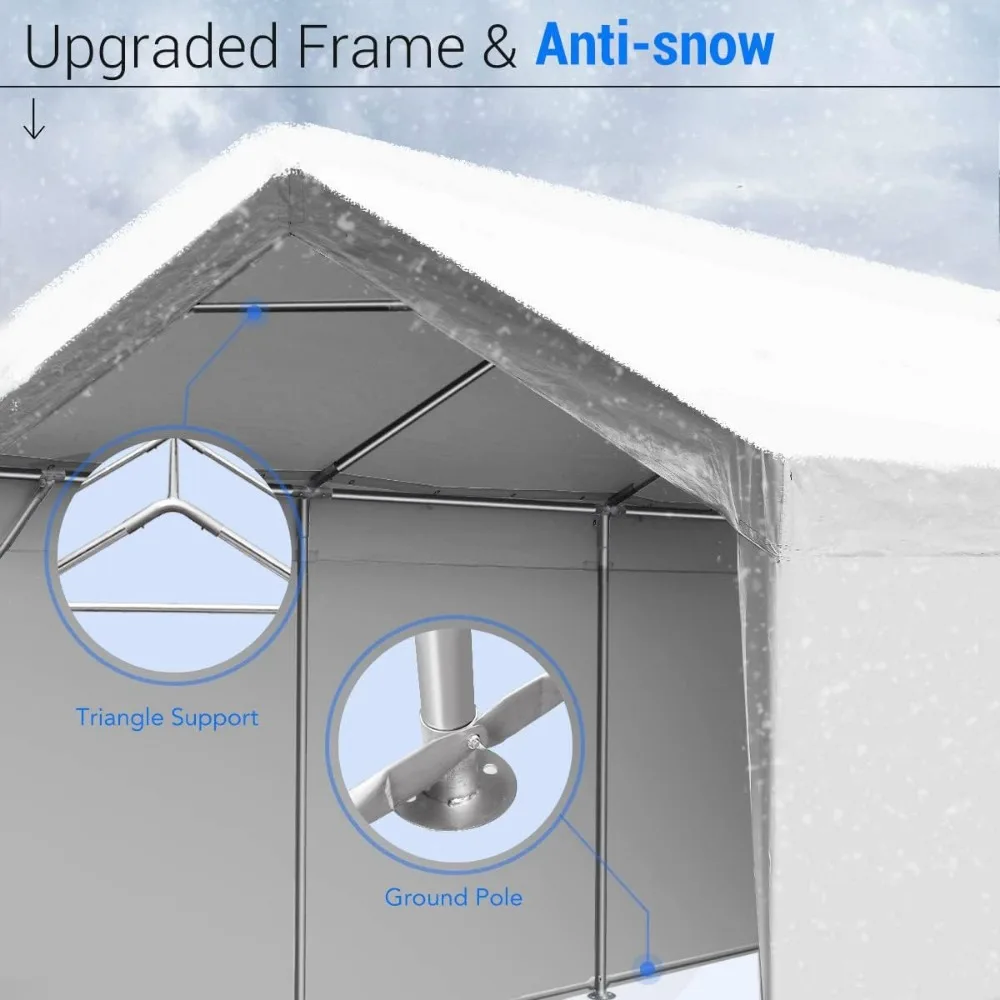 Dossel portátil resistente do carro, barraca da garagem, abrigo do barco, vigas triangulares reforçadas e barra à terra, garagem, 12 'x 20'