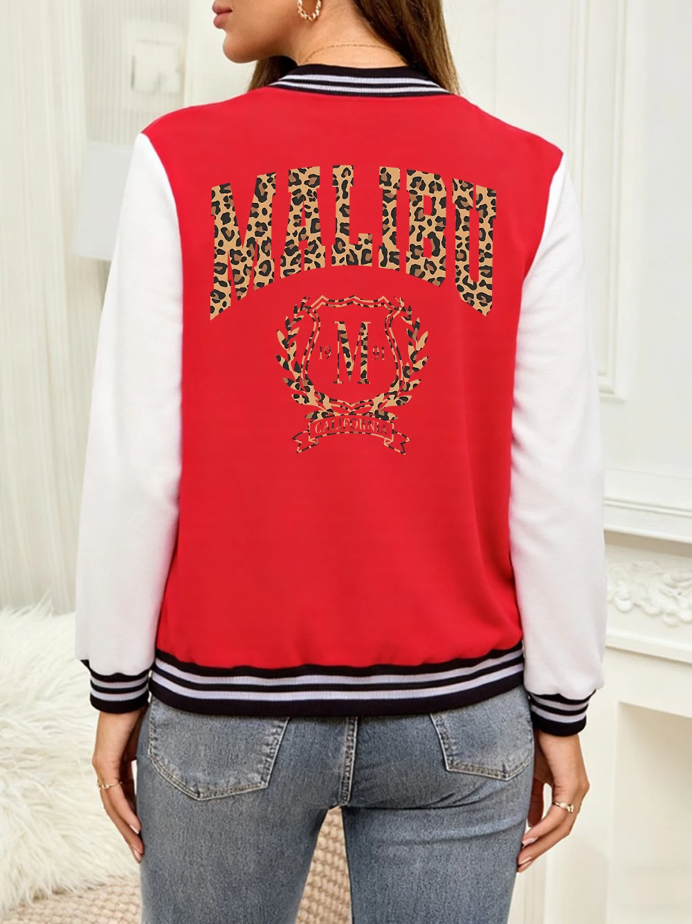 

Malibu California куртки с леопардовым принтом женские удобные свободные бейсбольные майки зимние флисовые теплые пальто основная повседневная одежда