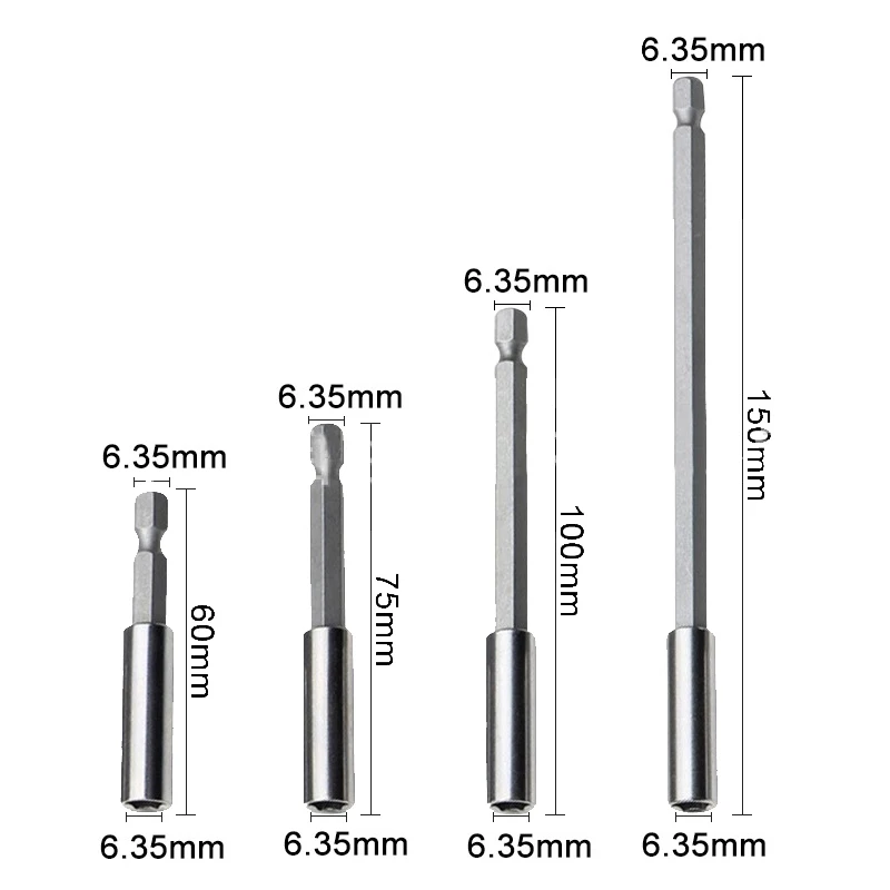 Magnetic Screw Bit Extension Rod, alça hexagonal, punho longo chave de fenda ponta titular, ferramentas manuais antiderrapantes