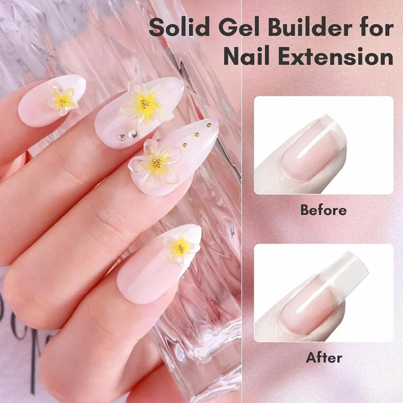 15g White Non Stick Hand Extension Gel Nail Polish For 3D Shaping Carving Flower DIY Nail Art Extension Acrylic