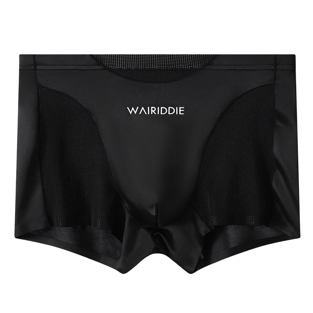 

Men Smooth Satin-like BoxerShorts Glossy Mesh Splicing Breathable Home Underwear Breathable Lingerie Ice Silk Panties Male