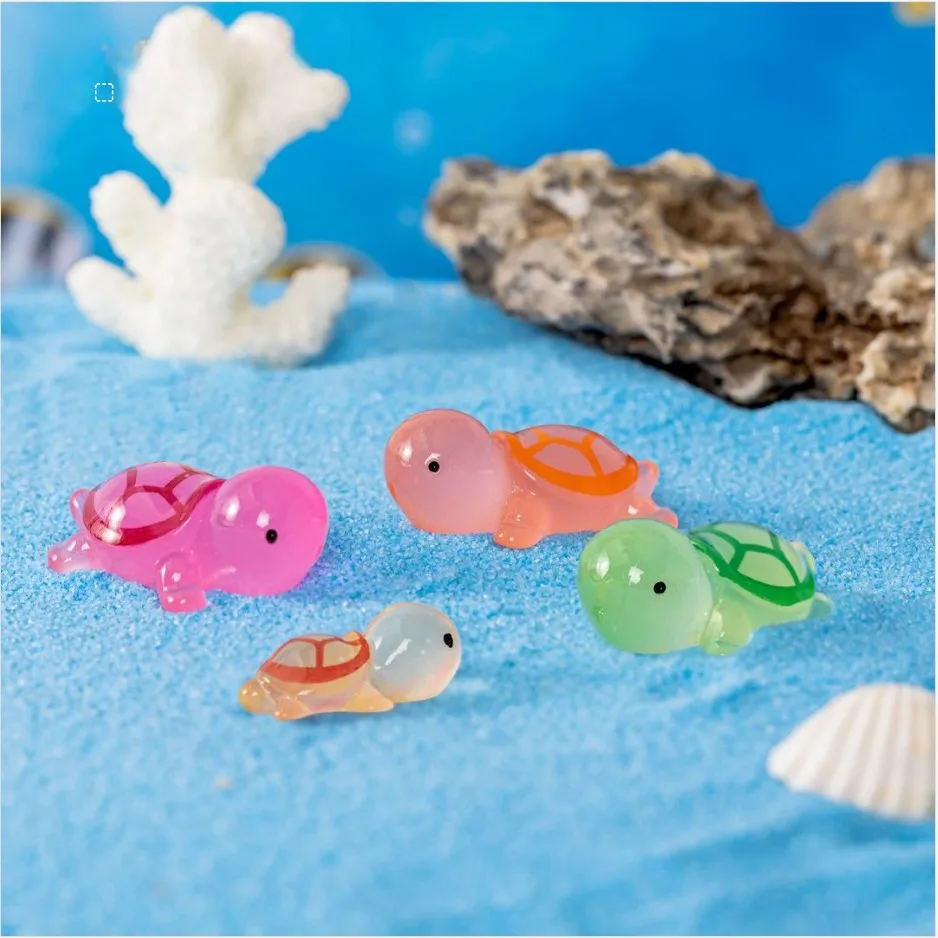 10 قطعة الحلي السلحفاة الصغيرة المضيئة اللطيفة المتوهجة في الظلام المنمنمات السلاحف المشهد الصغير الاطفال اللعب ديكور المنزل هدية #5