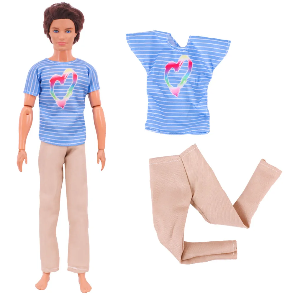 Ken Doll Clothes Handmade T-shirt + Trousers,Jacket+Shorts Suitable For 30cm Doll Fashion Outfit Casual Clothing Free Glasses