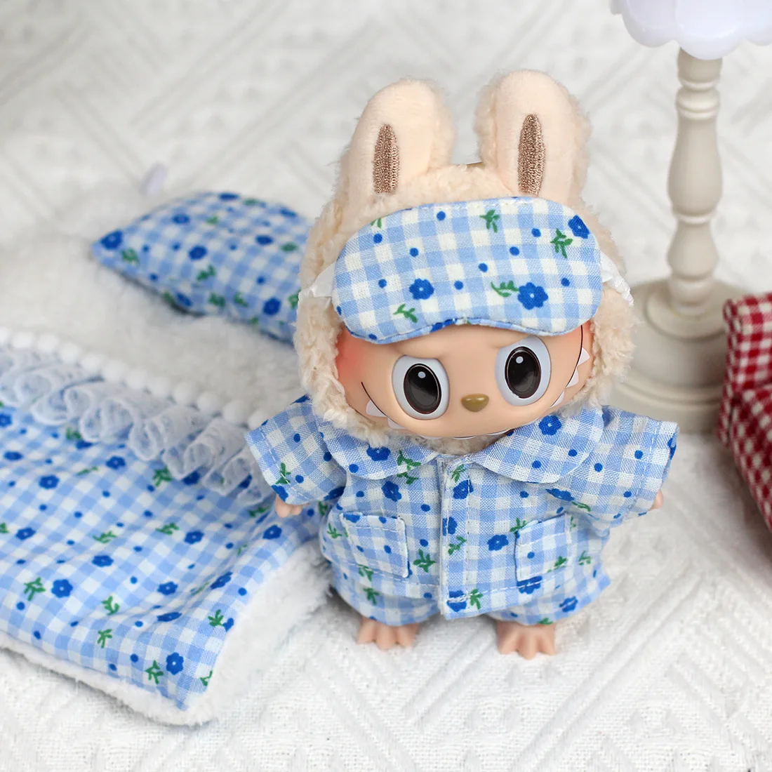 

17cm Mini Plush Doll'S Clothes Outfit Accessories For Korea Kpop Exo Labubu Idol Plaid floral pajamas Clothing Gift