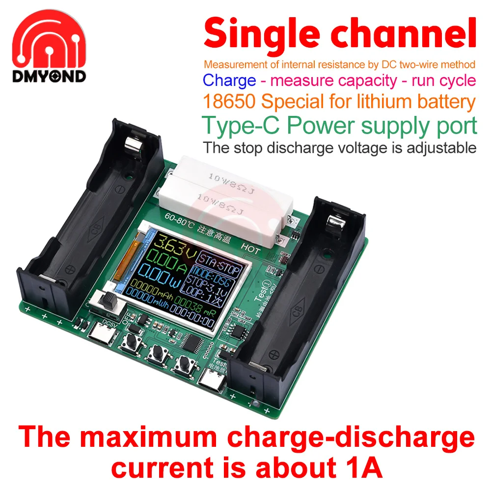 18650 Batterijcapaciteit Interne Weerstandstester Automatisch Opladen En Ontladen Module Interne Weerstandstester Type-C