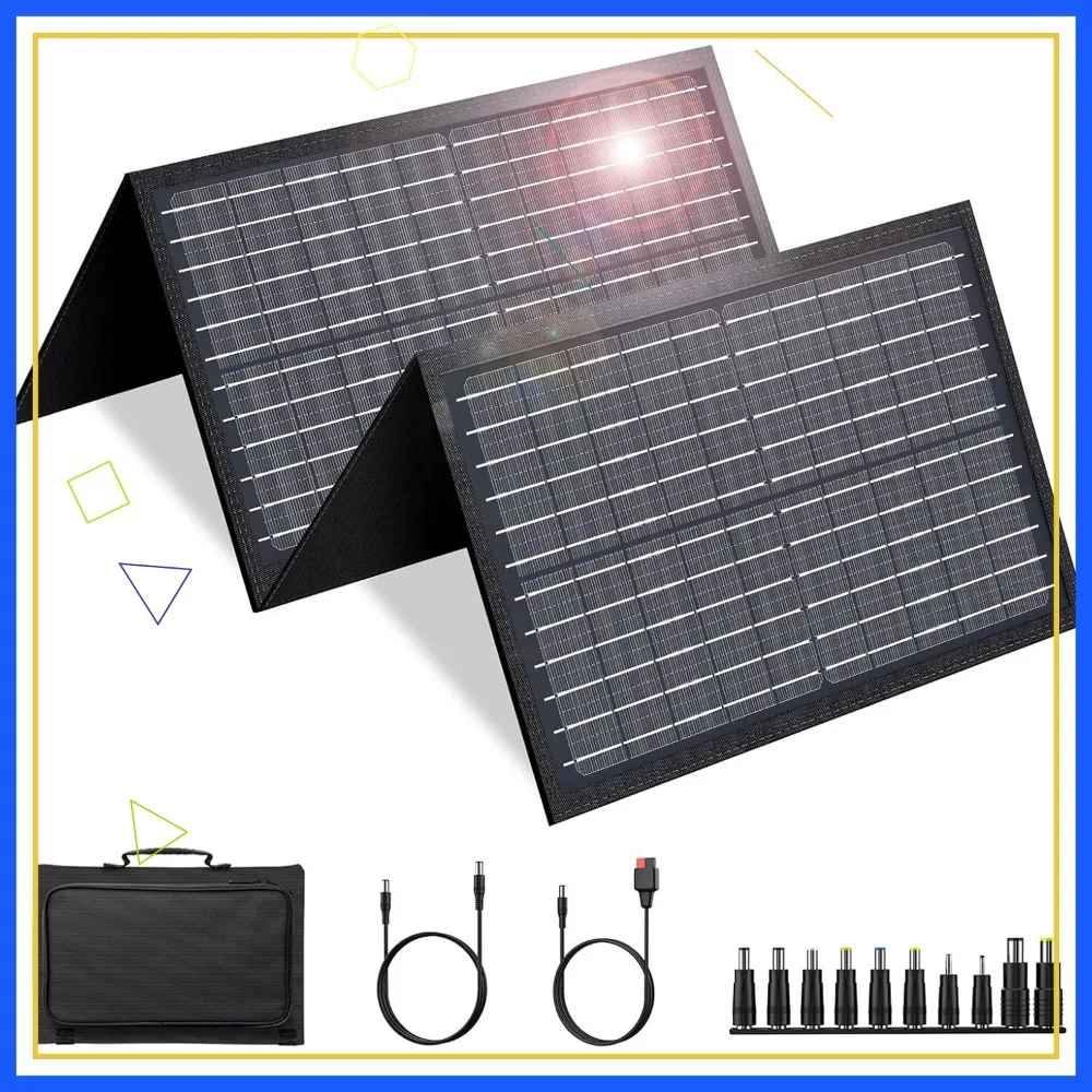 لوحة شمسية قابلة للطي بقدرة 60 وات لمحطات الطاقة المحمولة والتخييم والمركبات الترفيهية والسفر مع مخرج USB QC3.0 وDC