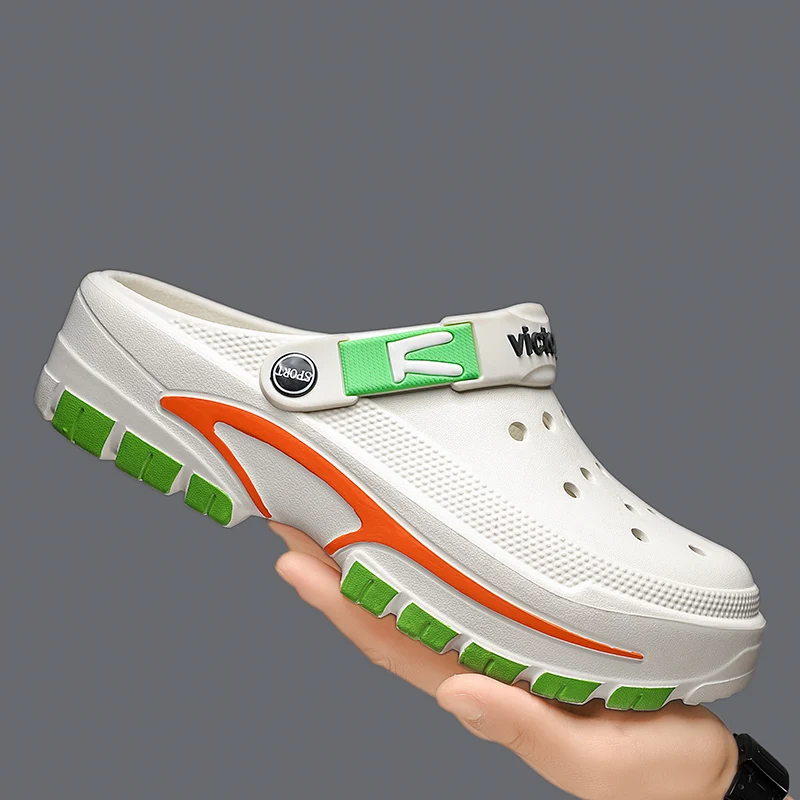 

Обувь с отверстиями, мужская летняя верхняя одежда - удобные универсальные сандалии, пляжная обувь, повседневные дышащие шлепанцы, закрывающие голову