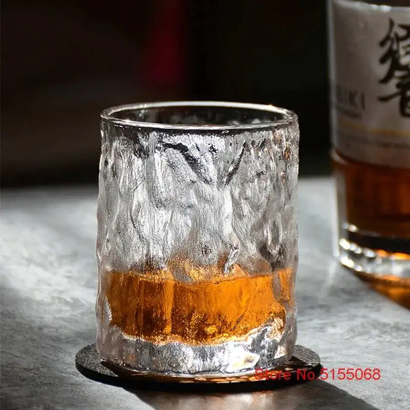 Japanese EDO First Snow Old Fashioned Glass Whiskey Cup Wood Gift Box Whisky Thick Crystal Hammer Heavy Wine Tumbler Beer Mug