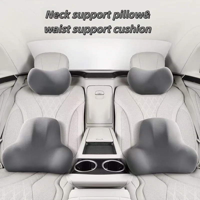 

Комплект для поддержки шеи и поясницы в автомобиле: подушка из пены с эффектом памяти и чехол, универсальный, для комфорта в салоне автомобиля