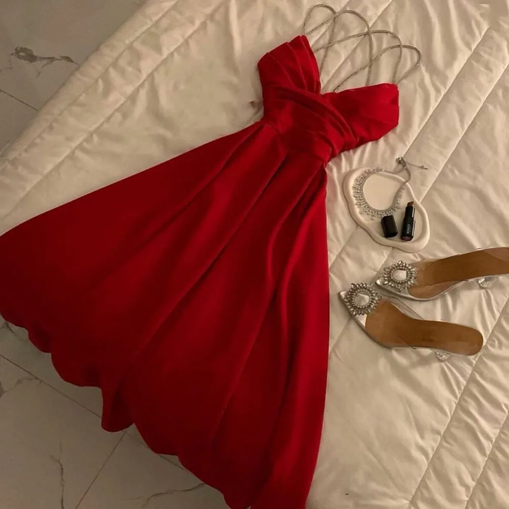 

Red Prom Dress Spaghetti Straps Cocktail Party Gowns for Women Formales Vestido De Fiesta De Boda Customized