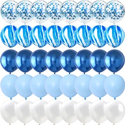 Confeti de mármol de ágata de 40 piezas, globos de Metal azul, cumpleaños, revelación de género, Babyshower, fiesta de año nuevo, decoraciones navideñas
