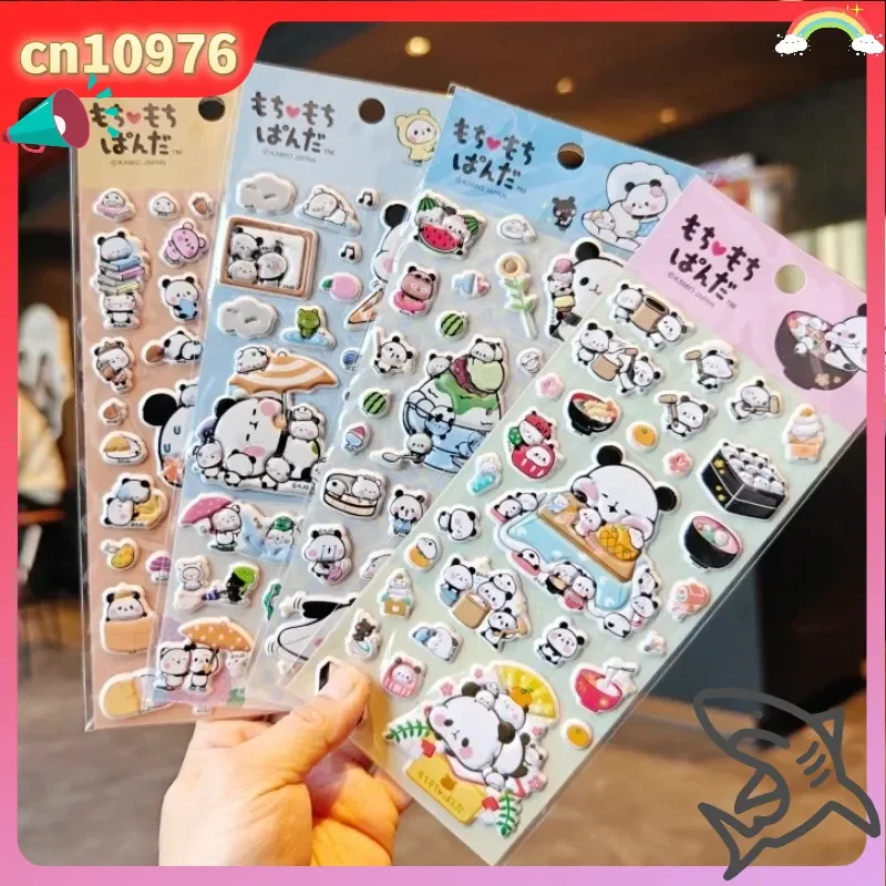 4pcs Panda Bubu And Yier 3d Bubble Stickers Sakura Creative Girl'S Diy Phone Case Camera Decoration Children'S Reward Toy