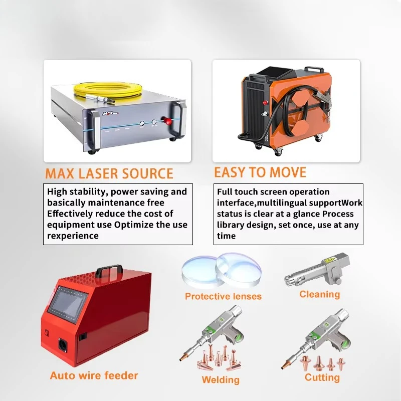 4 in 1 Welding Laser Welding 1500w Laser Source Fast Than Tig Auto Wire Feeder for Welder Cutter Cleaner