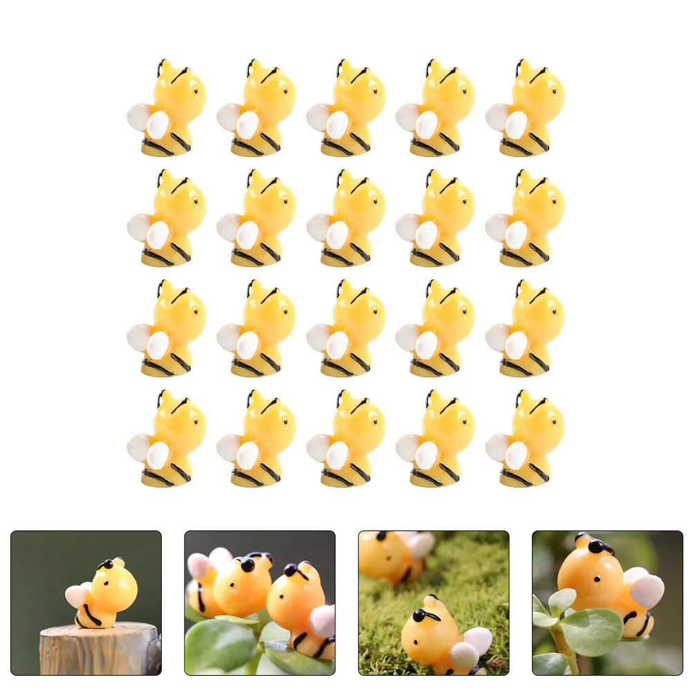 20Pcs Resin Bee Ornament Mini Bee Decoration Safe Non Toxic for Kids Dollhouse Living Room Bedroom Kitchen Garden Festival Gift