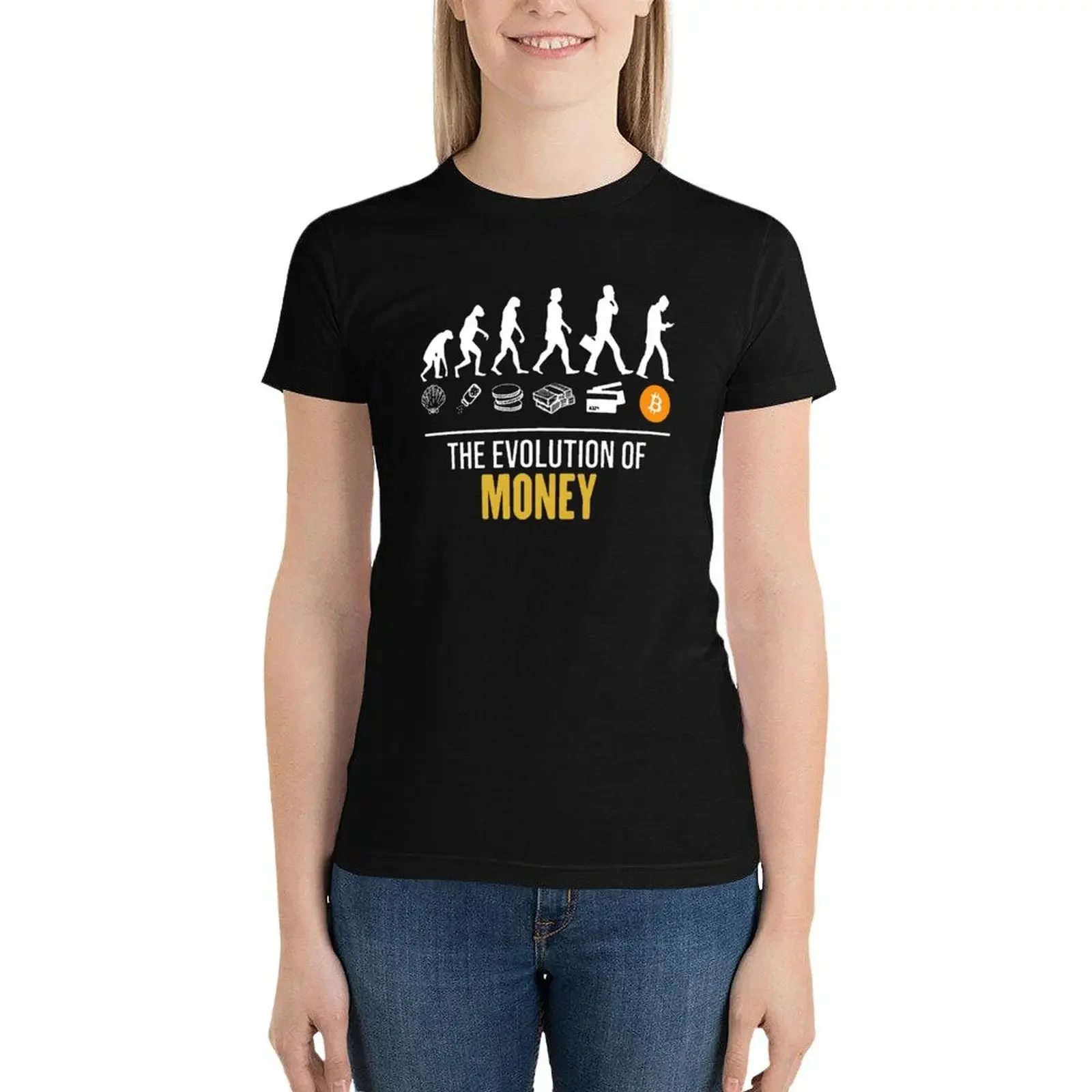 

Evolution Of Money Bitcoin Shirt T-Shirt summer top oversized graphics female Womens graphic t shirts