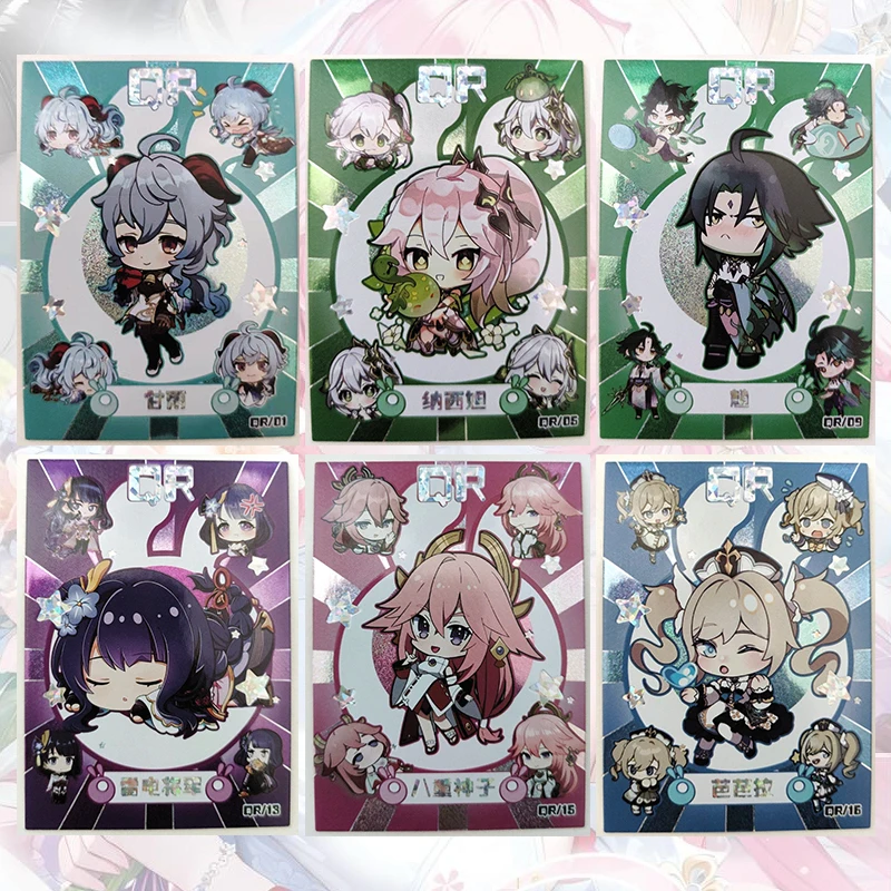

Anime Goddess Story QR Cards Ganyu Eula Nahida Hu Tao Yae Miko Raiden Shogun Barbara Tartaglia Amber Collei Collectible Cards