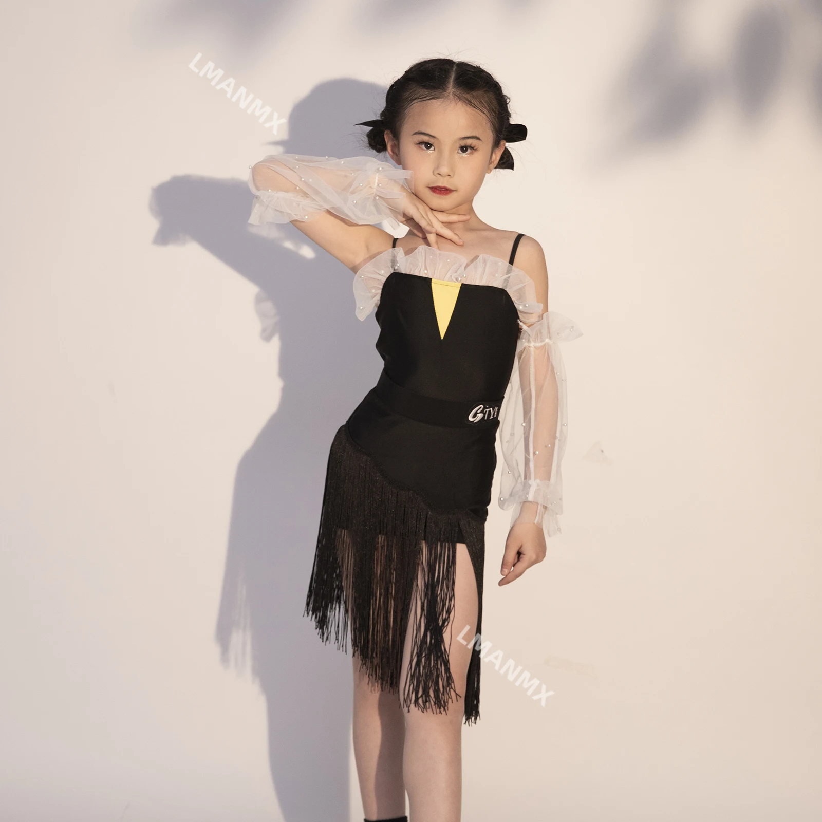 New Latin Dance Dress Set for 2024 Autumn and Winter Girls' Practice and Children's Art Exam Performance Dance Dress Set