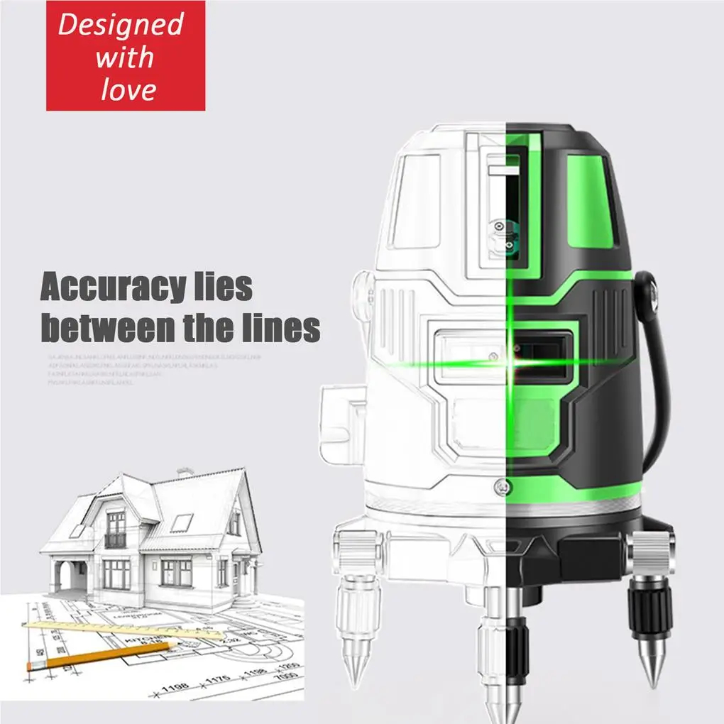 Cross Lines Laser Level Machine Self-Leveling 360 Rotatable Indoor Outdoor Radius Alternating Horizontal Vertical