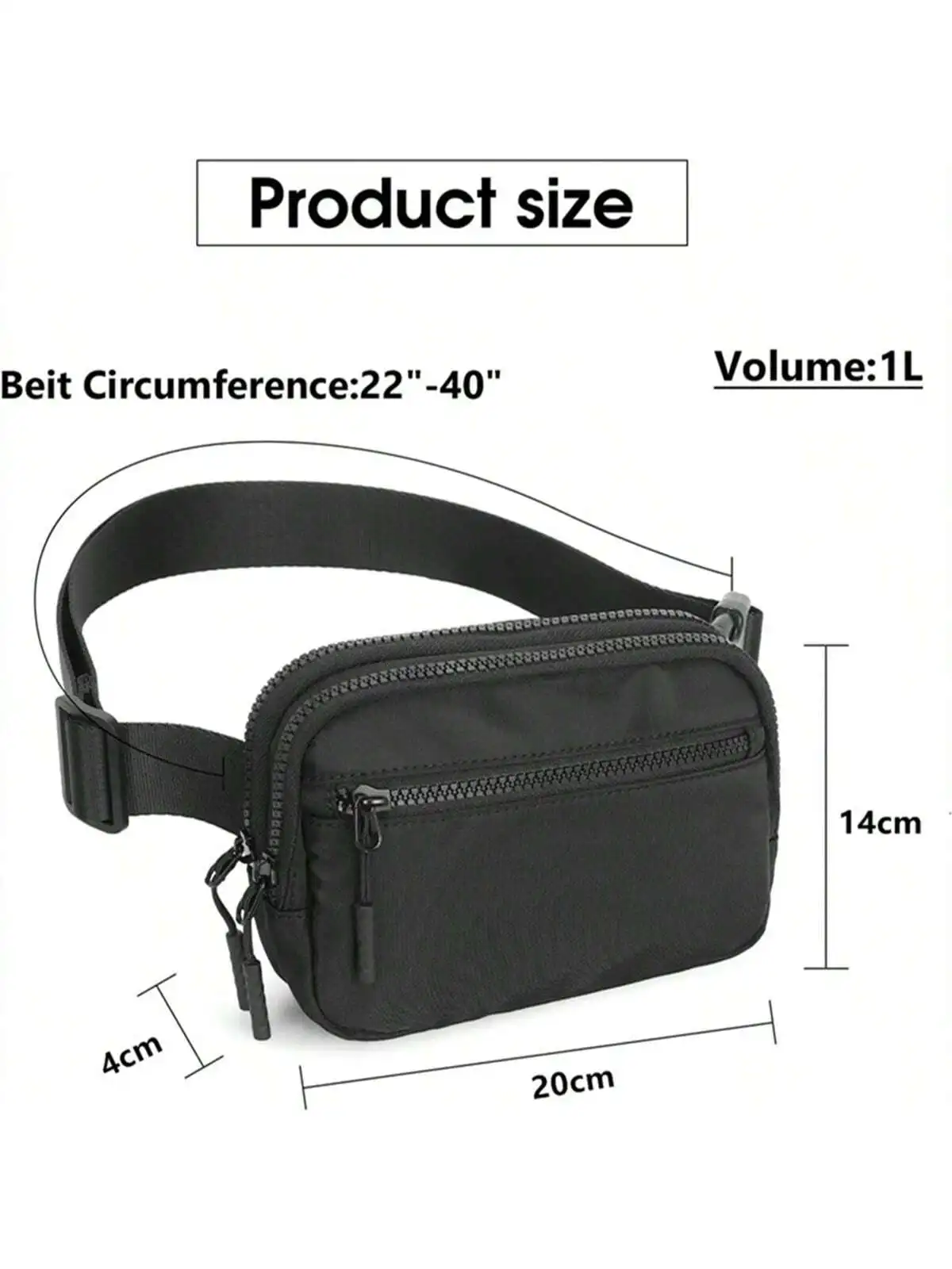 Mini bolso cruzado de 1 l con correa ajustable, resistente al agua, cierre de cremallera, forro de nailon, perfecto para adolescentes, entrenamiento, Ru