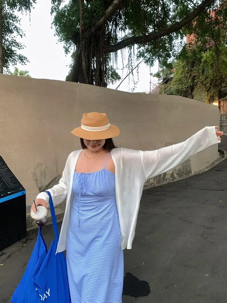 

Lin Da Hui plus Size Knitted Open Cardigan Women's Loose Sle Sun Protection ort oulder Coat Summer Casual Buxom