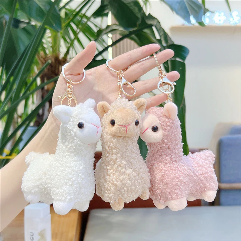 Cartoon Cute Alpaca Plush Pendant Creative Kawaii Doll Keychain Fashion Student Backpack Decoration Accessories Birthday Gifts