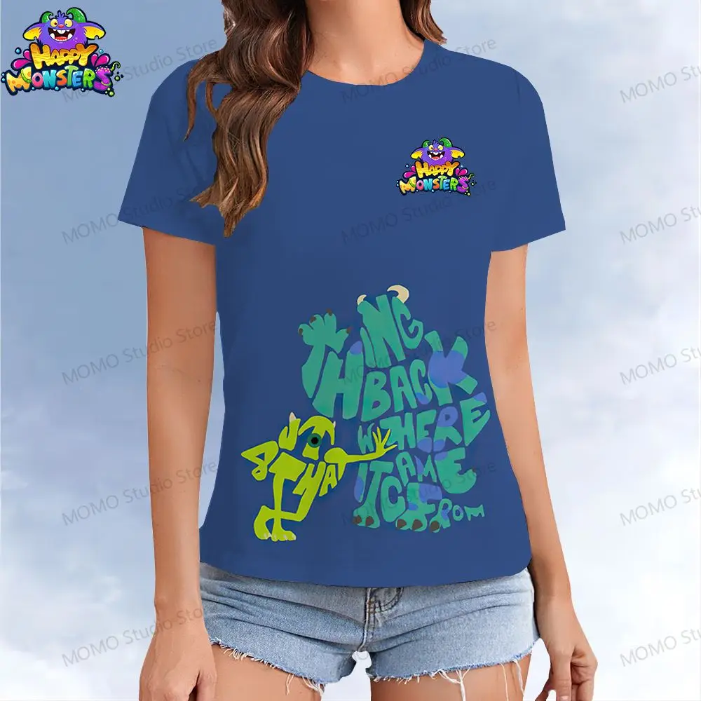 Disney Monster Inc. Frauen T-Shirt Kawaii Sommer Kurzarm Y2k Street Wear 2024 XS-3XL T-Shirts o Hals Freizeit Top T-Shirt 2024