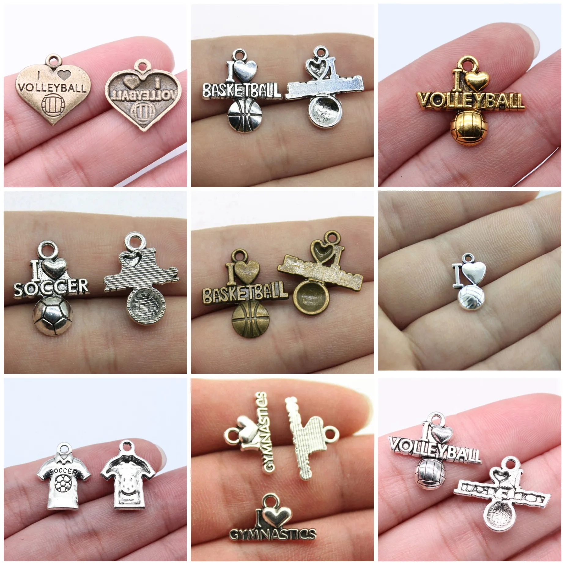 I Love Football Series Engraved Tag Charms Pendant Sports For DIY Bracelet Necklace Jewelry Making Supplies