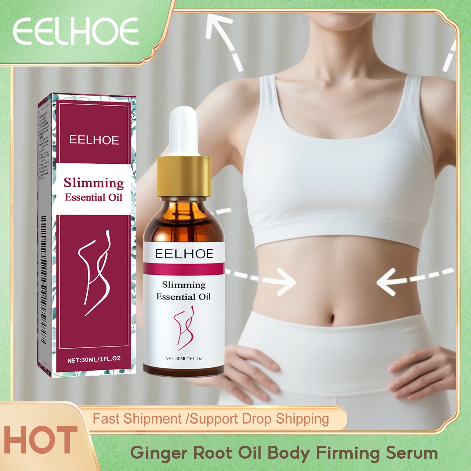 

Eelhoe Ginger Root Oil Body Firming Serum Increase Lifting Deeply Hydrating Good Smell Reduce Sagging Woman Skin Tightening Oils
