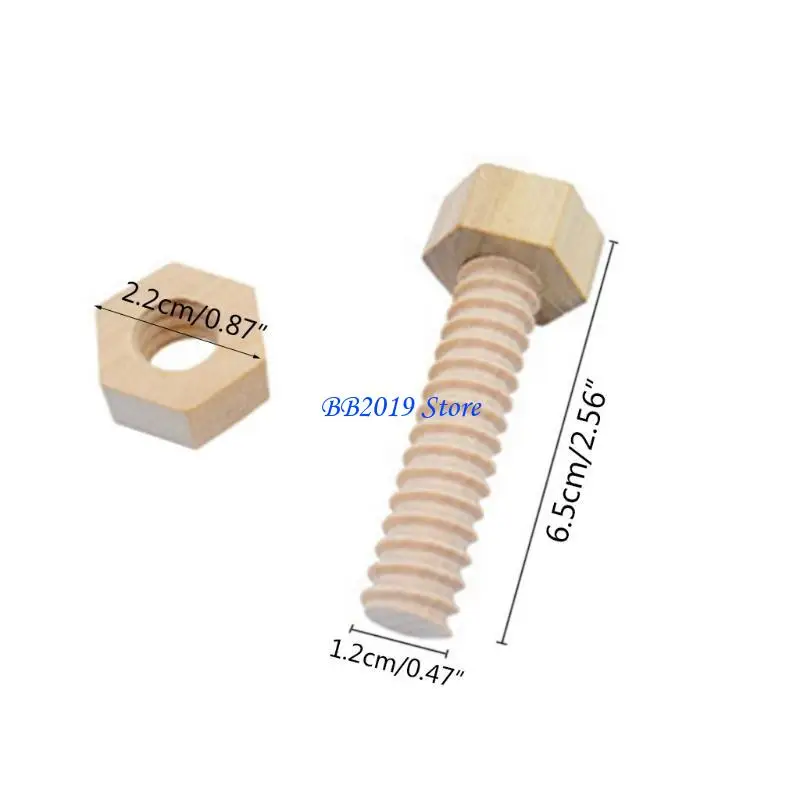 Q0KB 3 個の木製ネジナットビルディング組み立てブロック実践的な教材早期教育パズルおもちゃ子供のため