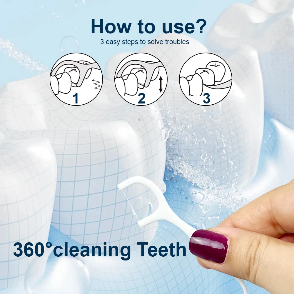 500pcs Single Wrapped Dental Floss Picks Portable Individually Packed Floss Sticks Oral Care Hygiene  Teeth Cleaning Toothpick