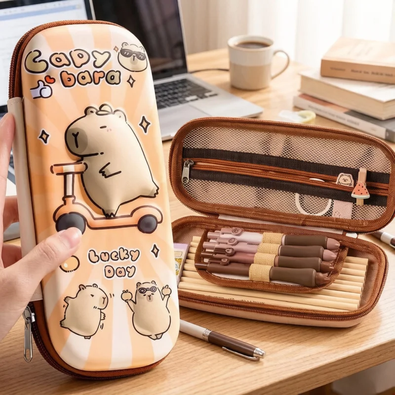 3d-capybara-pencil-case-drop-resistant-waterproof-student-school-supplies-large-capacity-multifunctional-pen-pouch-stationery