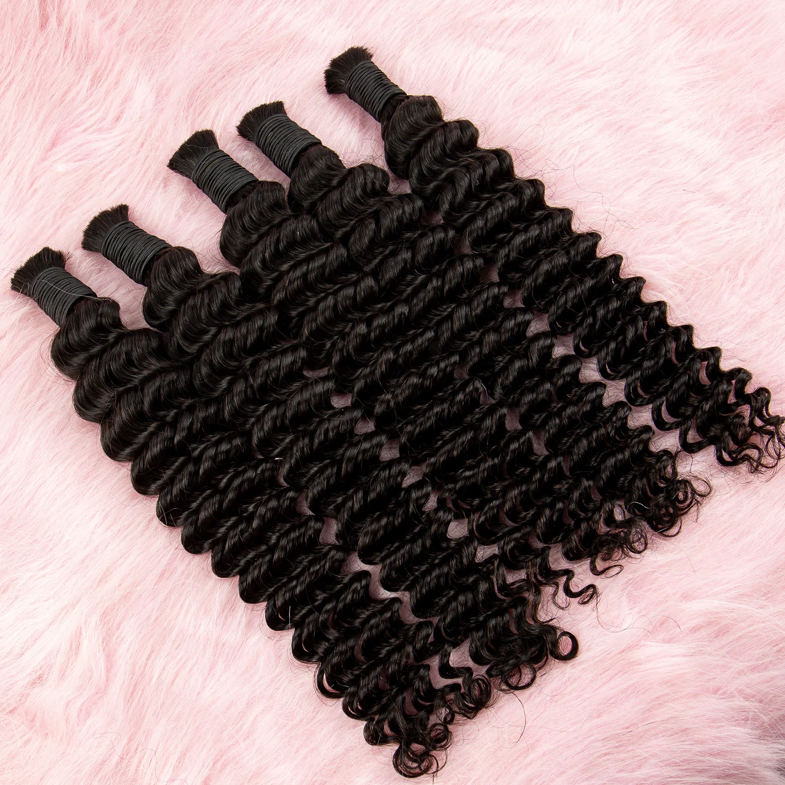 Colored Human Hair Bulk Deep Wave Human Hair for Braiding 100% Unprocessed No Weft Deep Curly Vingin Hair Bulk Extensions