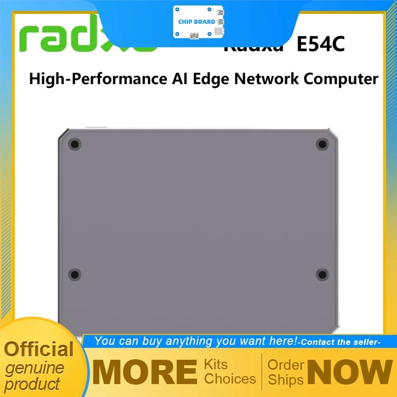 Radxa E54C Edge AI Network Computer with Rockchip RK3582, Dual A76 + Quad A55, 5 TOPS NPU, 4×GbE, NVMe