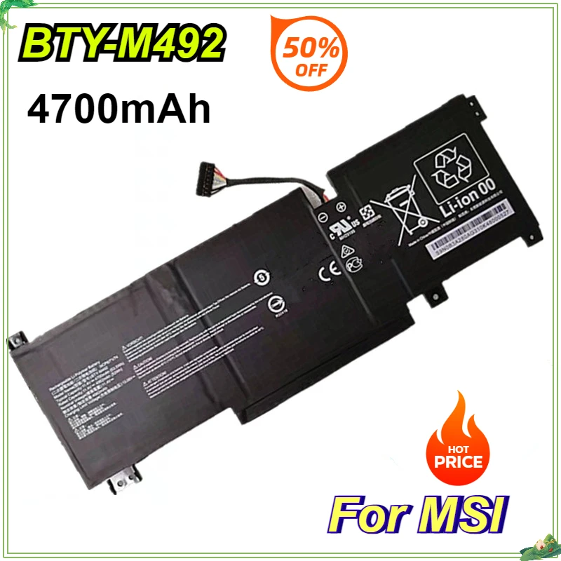 BTY-M492 Laptop Battery for MSI Pulse GL66 GL76 GF76 GF66 11UDK 11UEK 11UCK,Sword 17 A11UD Bravo 15 B5DD-200PH Katana 4700mAh