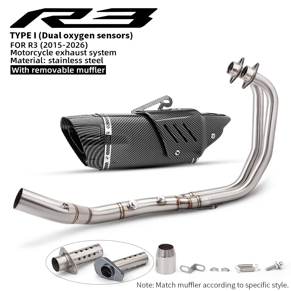 Motorcycle exhaustsystem exhaust oxygen sensor slip-on front pipe connector 51mm for R3 2015-2026