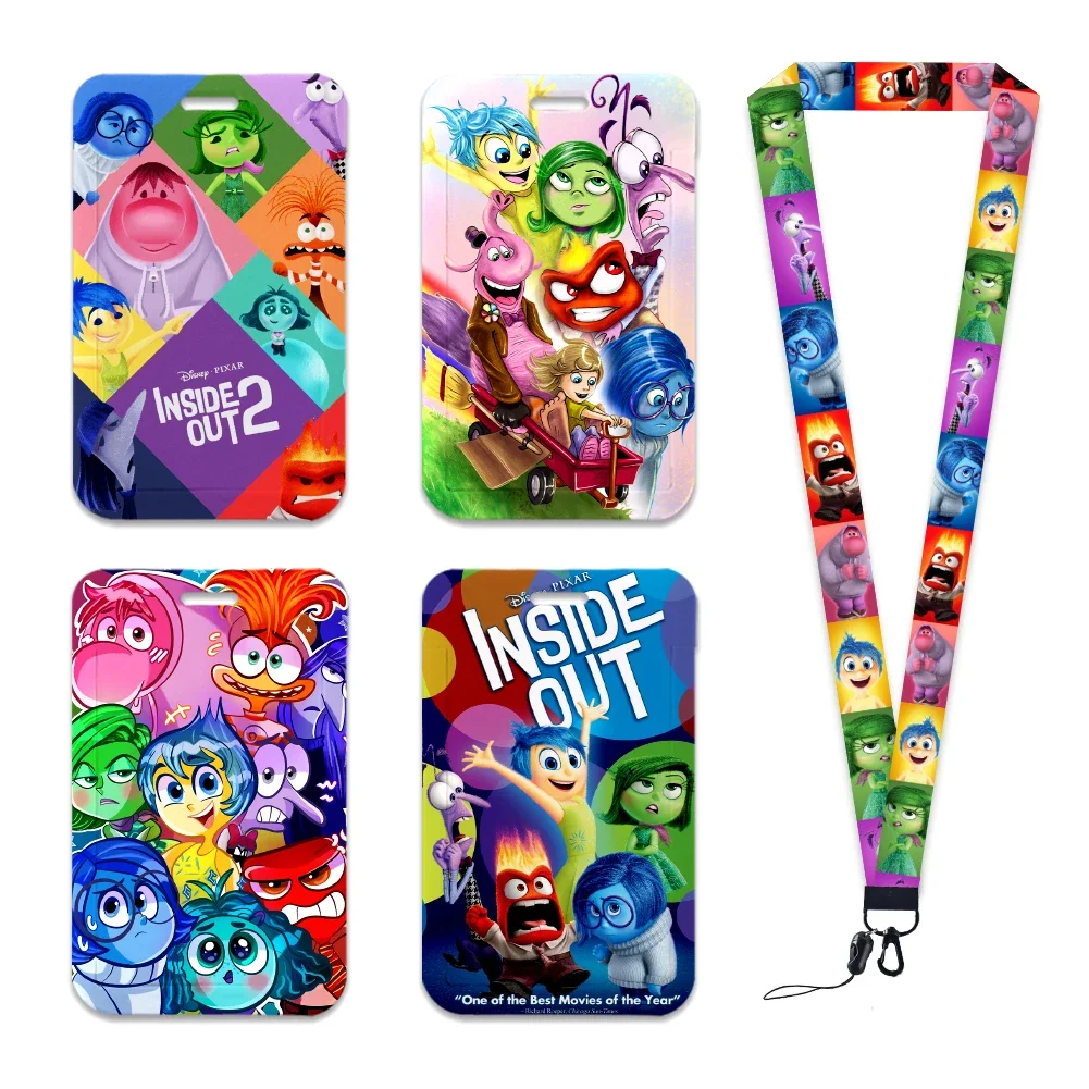 Disney Inside Out Neck Strap Polyester Stationery ID Card Holder Lanyard Keychain ID Gift Badge Holder