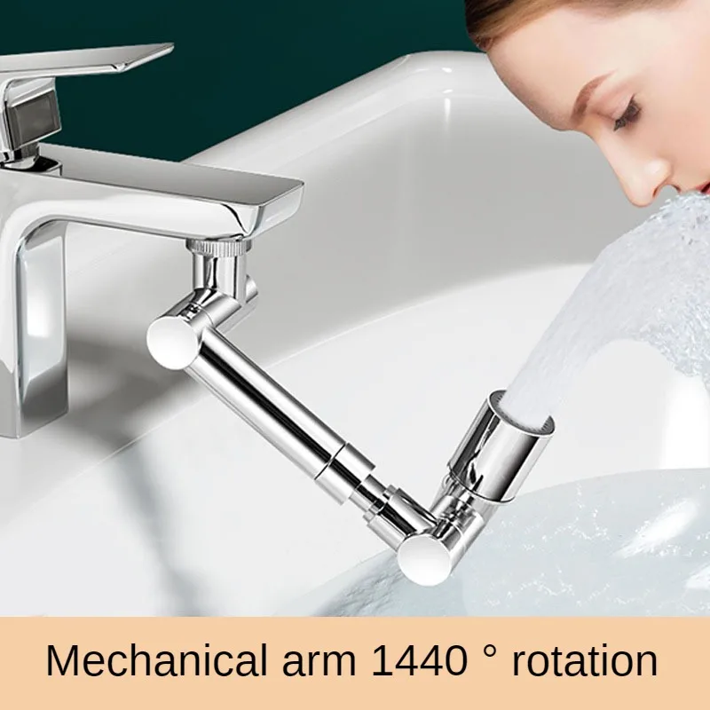 Stainless Steel Universal 1440 °Swivel Robotic Arm Swivel Extension Faucet Aerator Kitchen Sink Faucet Extender 2Water Flow Mode