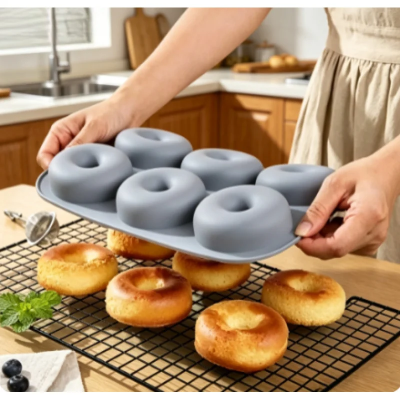 6 Holes Non-Stick Silicone Donut Baking Mold Food Grade Oven Safe Muffin Cupcake Chocolate DIY Bakeware