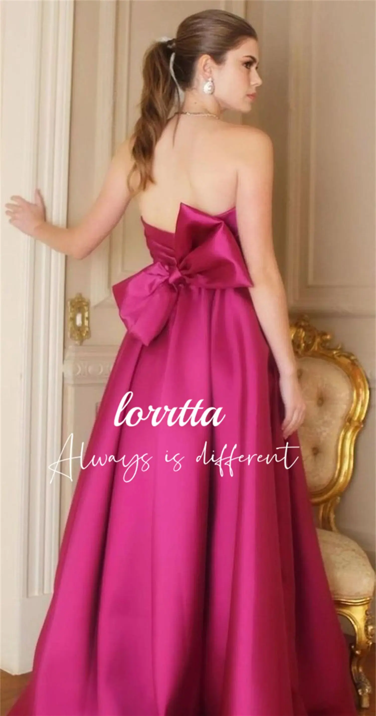 Lorrtta Elegant Red Satin Party Dress Long Prom Evening Gown Sexy Sweetheart Sleeveless Back Bow فساتين السهرة مناسبة رسمية سهره