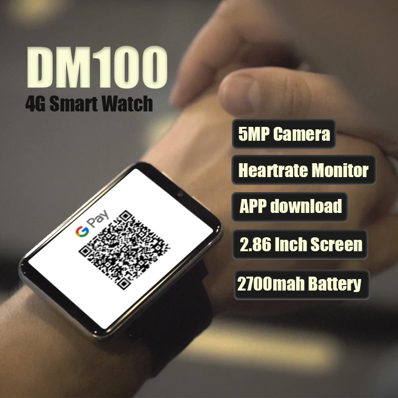 

DM100 4G LTE Smart Watch 3GB RAM 32GB ROM 5MP Camera IPS 2700mah Battery 2.86 inch Screen Fitness Sports Sim Card Smartwatch Men