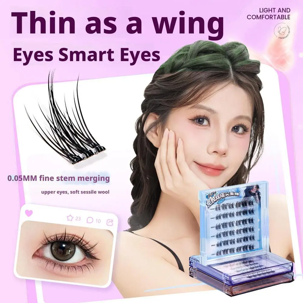 Pestañas autoadhesivas de 6 filas, pestañas individuales, maquillaje necesario, pegamento de pestañas Natural coreano suave, herramientas para ojos DIY J2J2