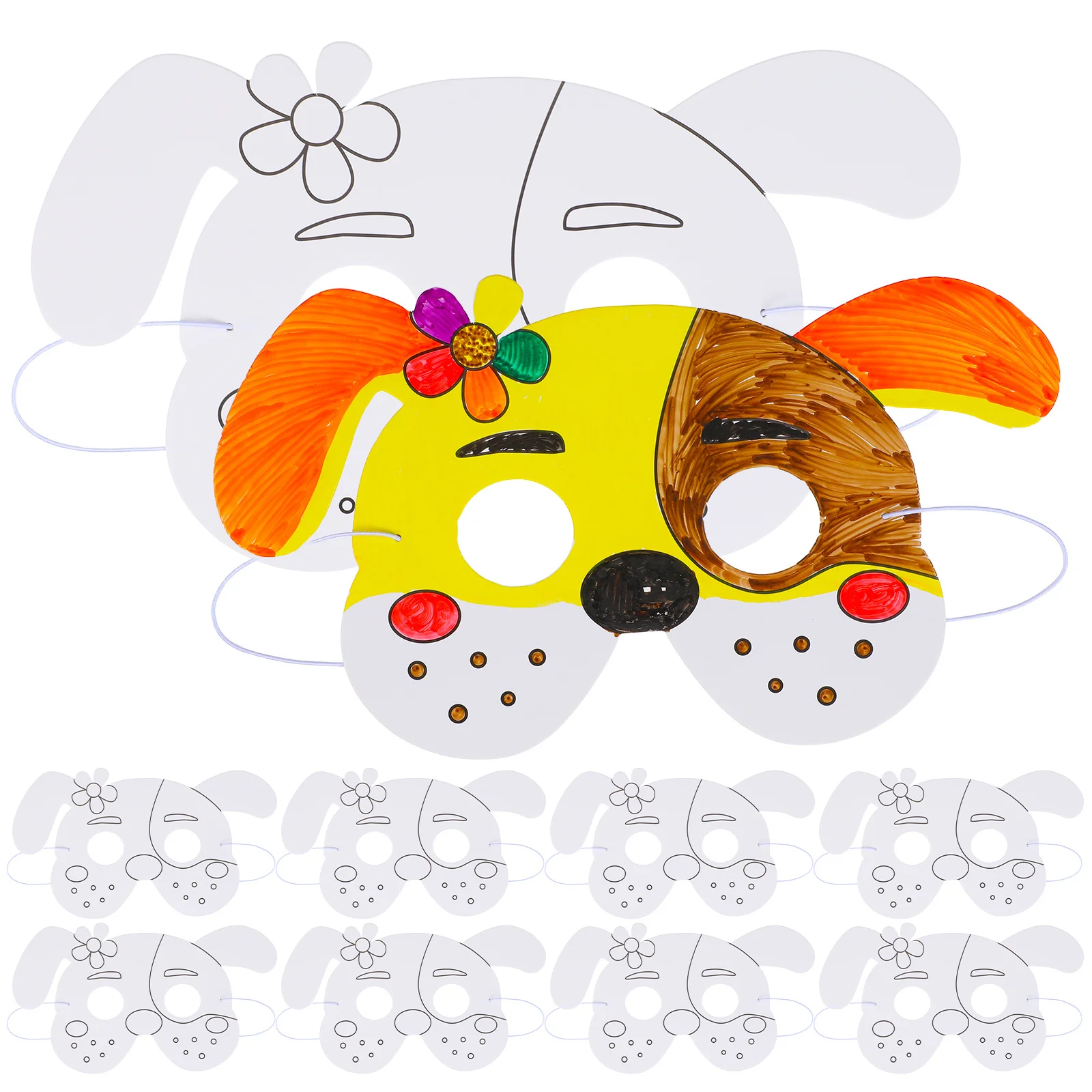 어린이를 위한 DIY 흰색 무지 종이 마스크 1세트, 색칠, 그림, 낙서, 창의적인 공예, 예술, 역할놀이, 교육용 장난감