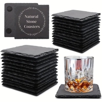 NEJE 13 Slate Coasters, 4-Inch Square Slate Drink Coasters, Laser Engraver Materials, Desktop Protection, Natural Stone Coasters