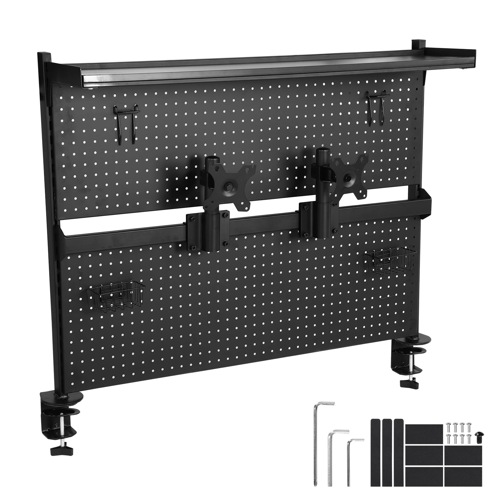 

Подставка-органайзер для монитора с перфорированной металлической полкой, крепление на стол, многофункциональная, до 8 кг, поворот на 360° ° Вращающийся кронштейн