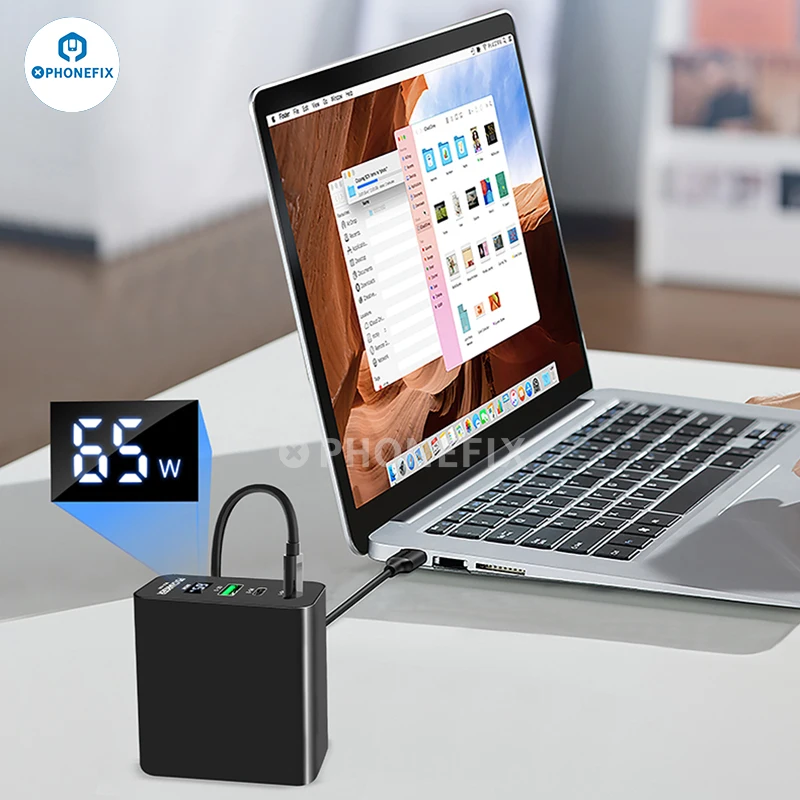 i-Helper-cargador de pared de 65W GaN para lámpara de escritorio, Banco de energía, Altavoz Bluetooth, auricular, pulsera inteligente, ventiladores pequeños