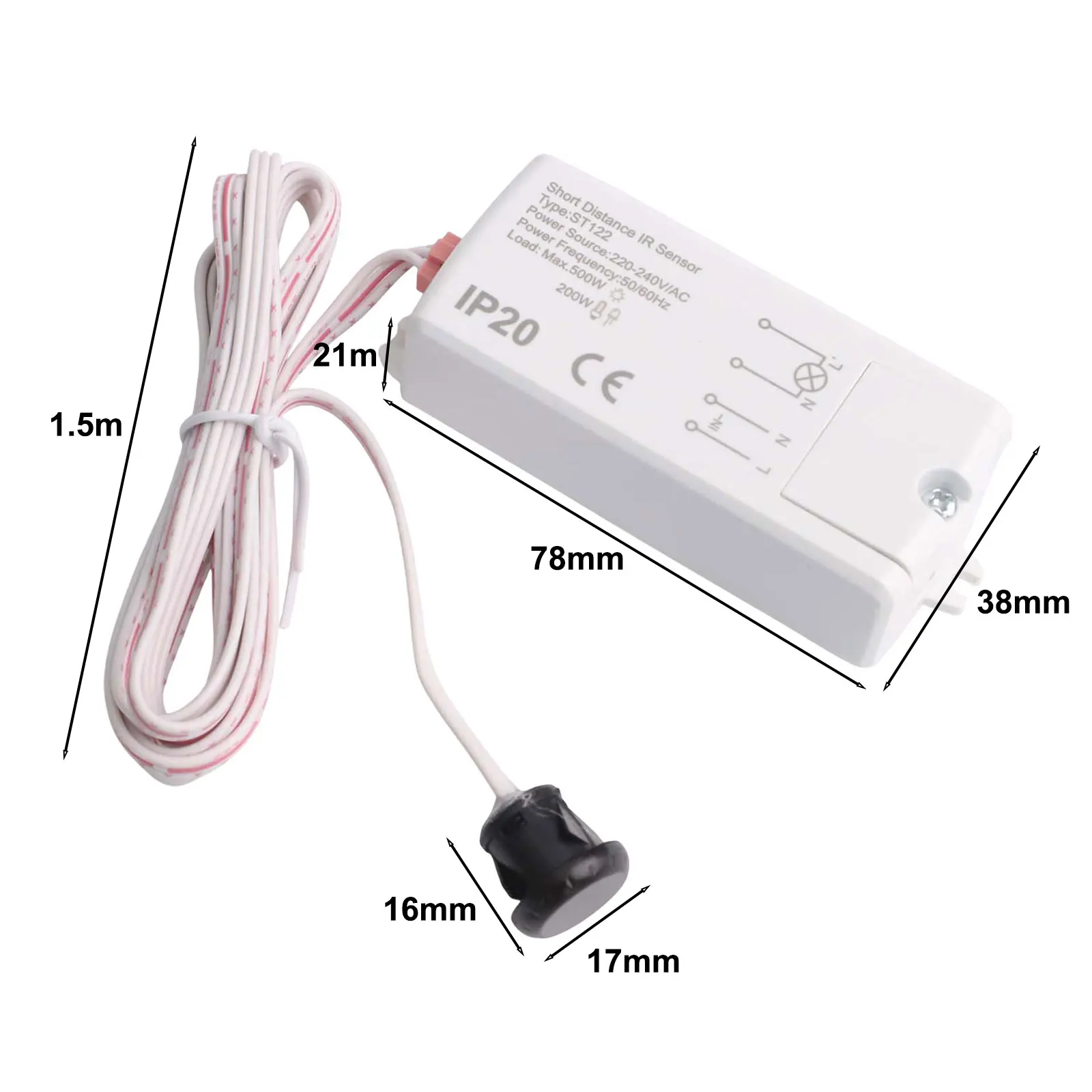 Infrarot-Touch-Sensor-Schalter, 220–240 V AC, Näherungssensor, Schrank-Wellen-Schalter, Infrarot-Rot, Ein/Aus, elektrische Haushaltsteile