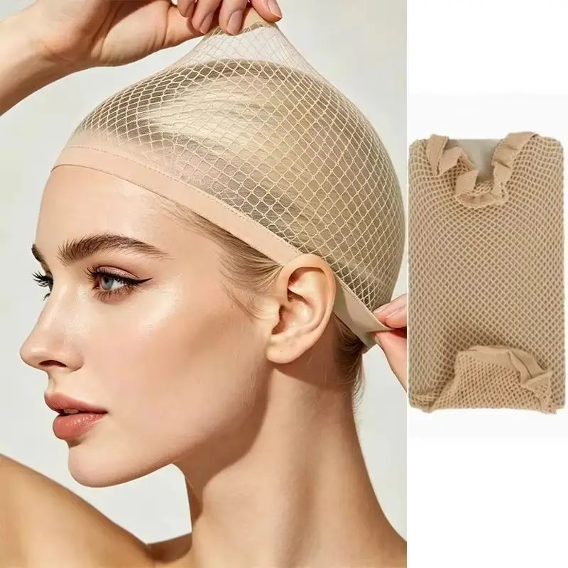 Wig Black/BEIGE Mesh Wig Cap Double-sided opening Net, Closed End Hair Mesh Net, Liner Weaving Caps for Women, Men, Wig Caps